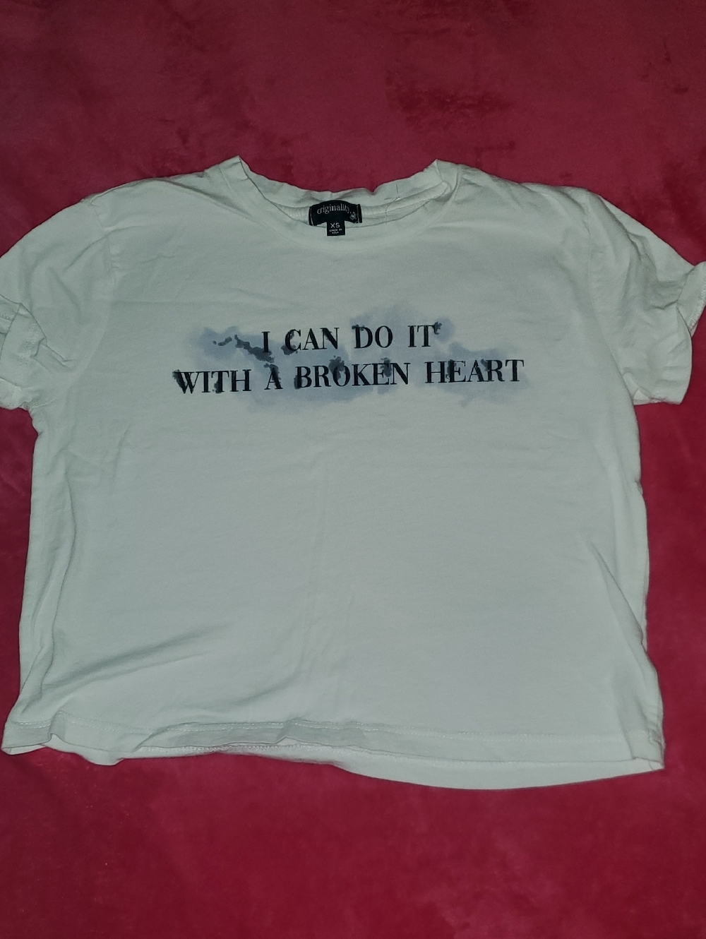 T Swift - White Cropped Graphic Tee - 'I Can Do It With A Broken Heart' - TTPD